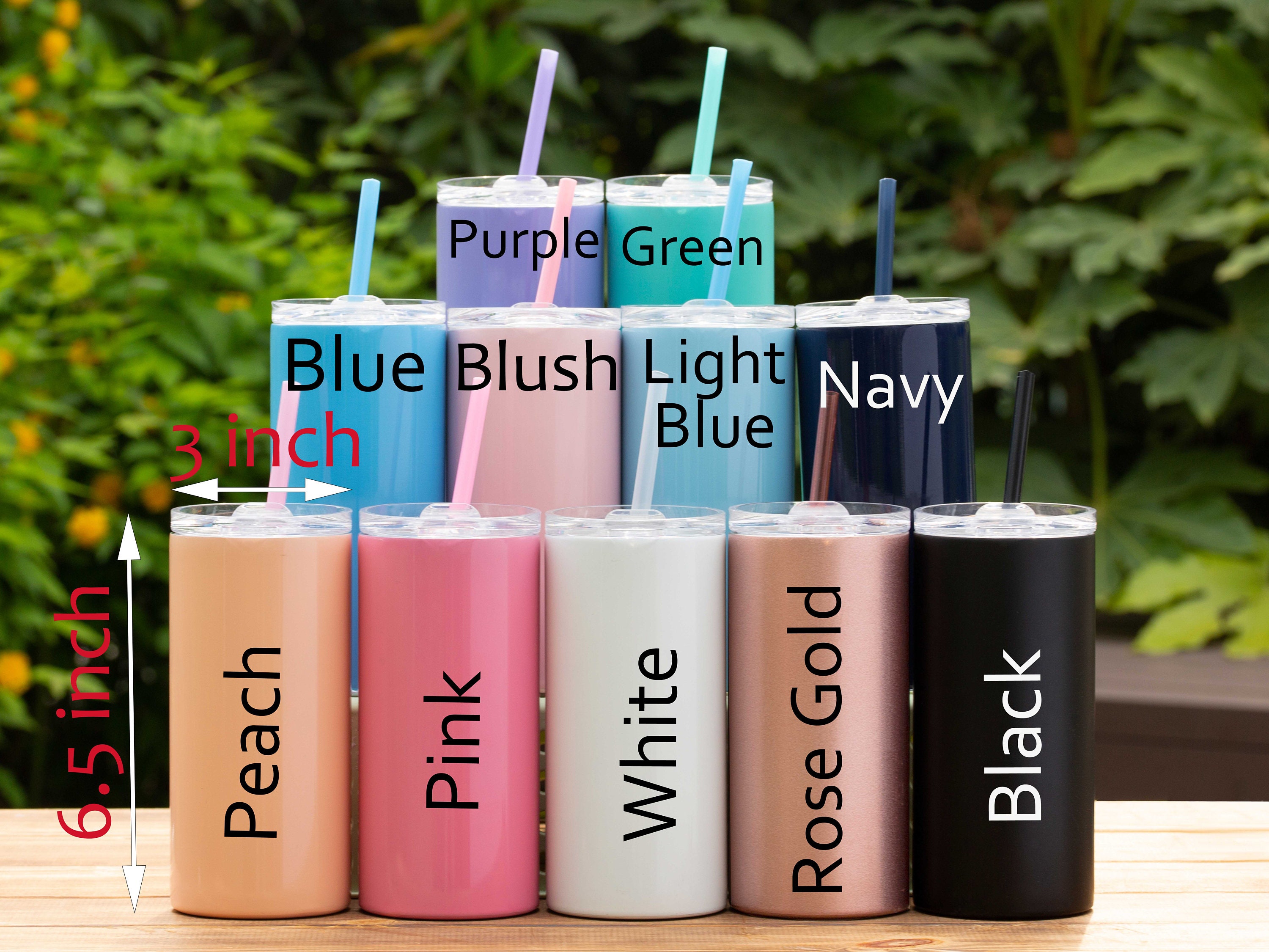 Skinny Tumbler Personalized Tumbler with Straw Bridesmaid | Etsy