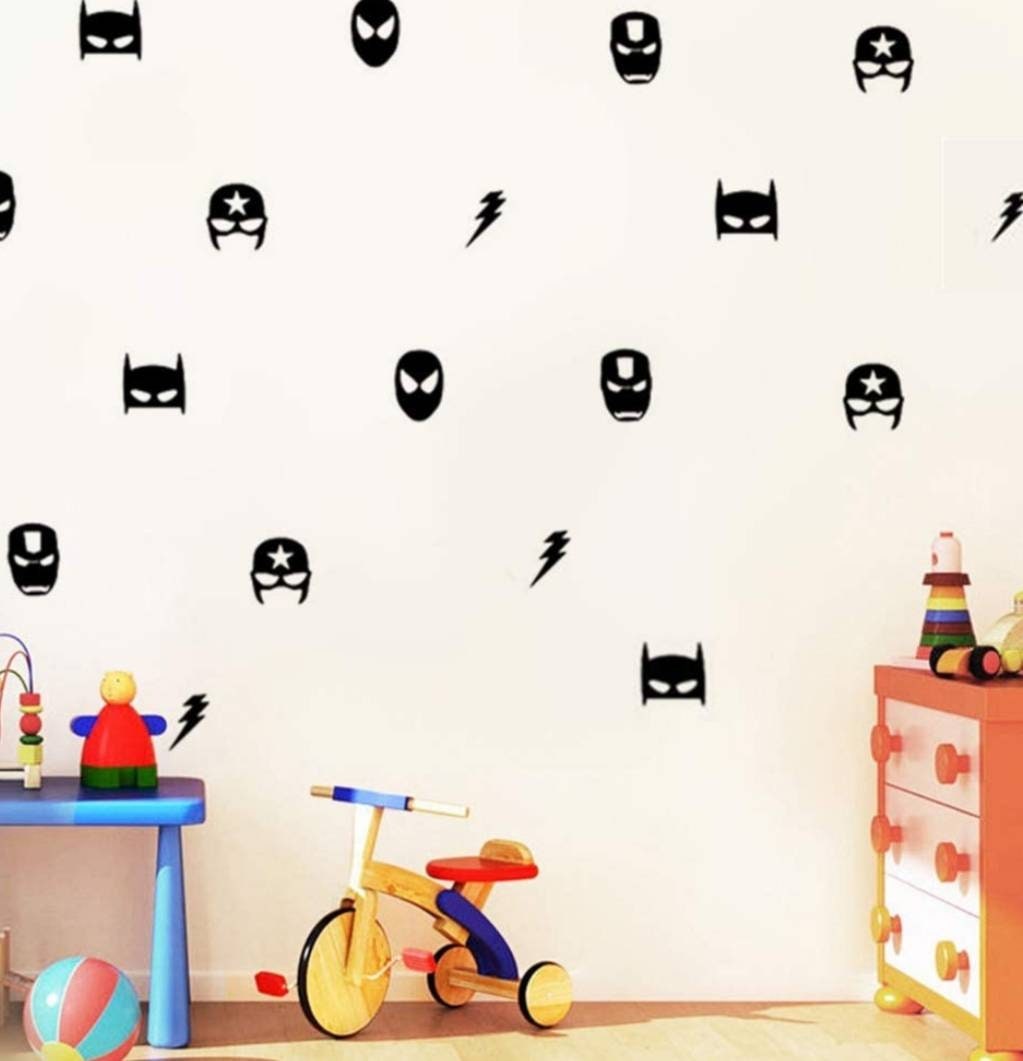 50 Superhero Wall Vinyl Stickers Kids Boy Bedroom Decor Batman Etsy