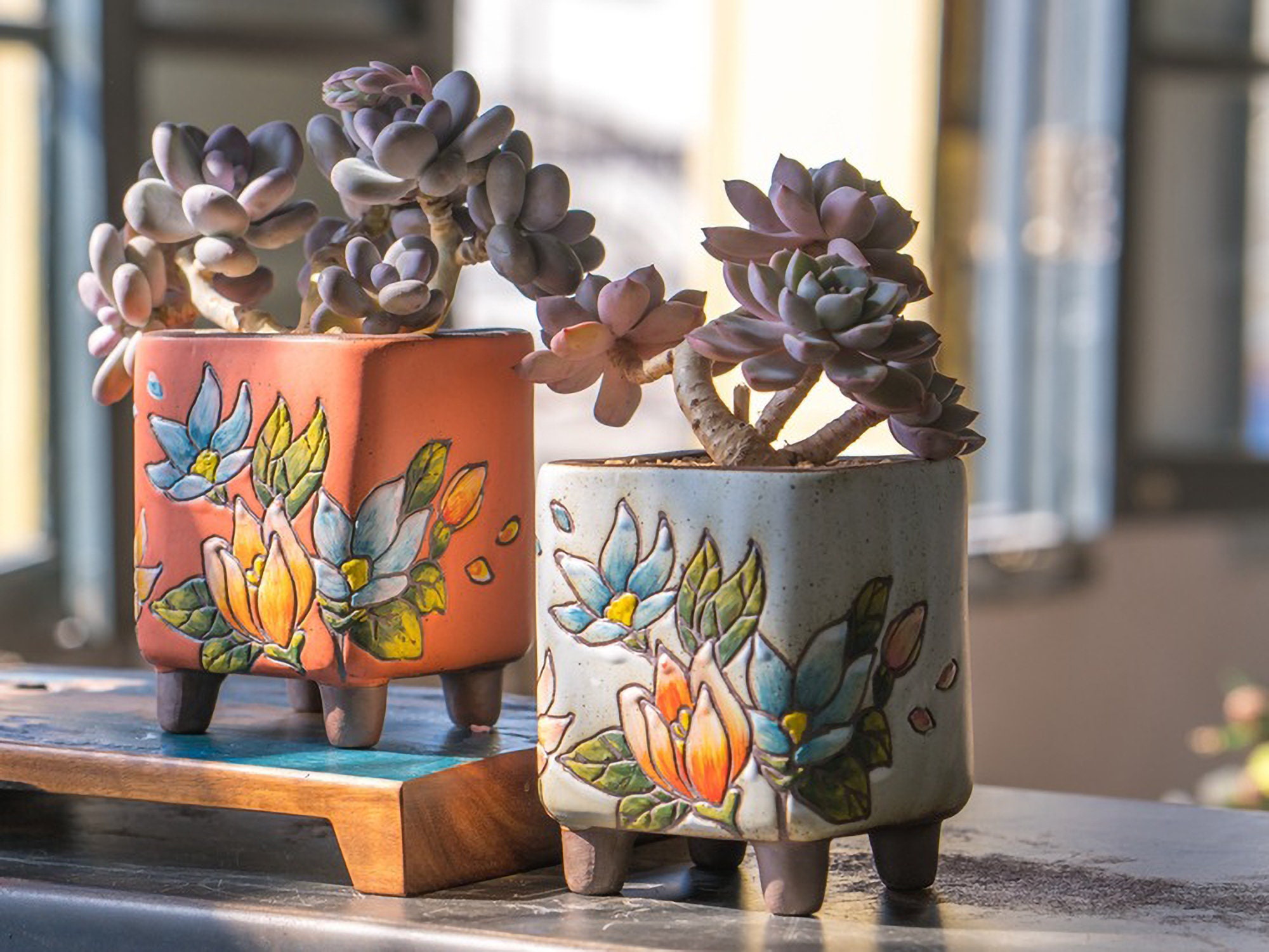 Korean Succulent Pots Ceramic Planter Pot Pot With Drainage Etsy