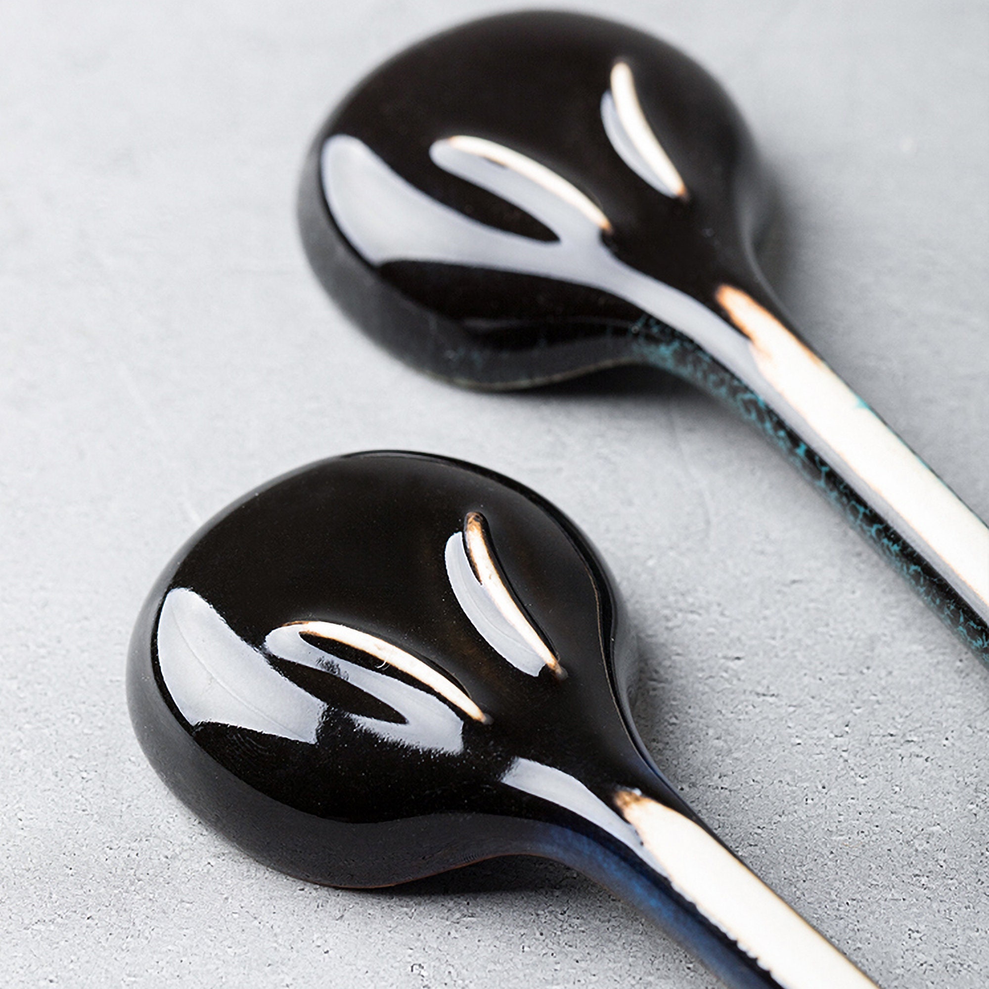 Ceramic Spoon Japanesestyle Serving Spoon Blue Cooking Etsy