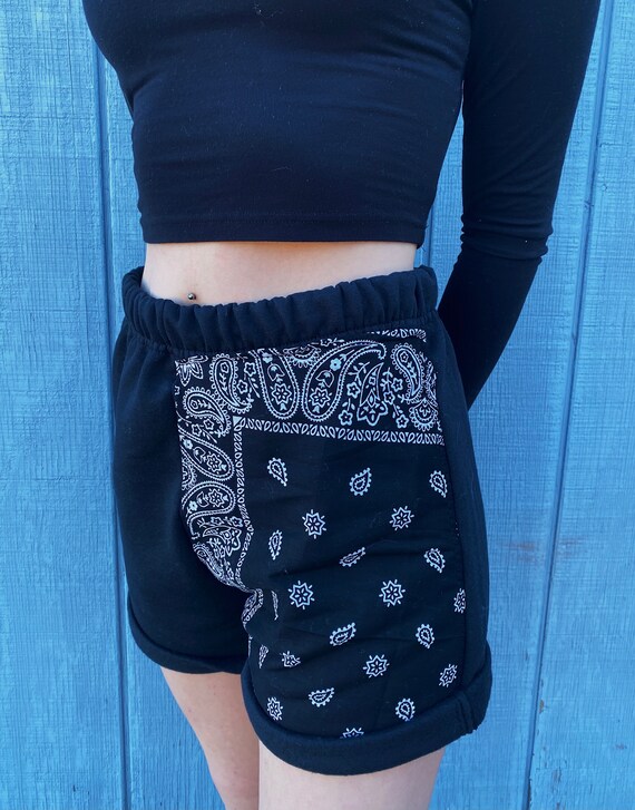 Reworked Bandana Patchwork Sweat Shorts Etsy