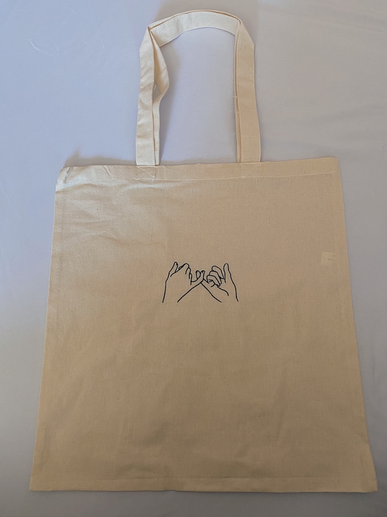 Pinky Promise Embroidered Tote Bag