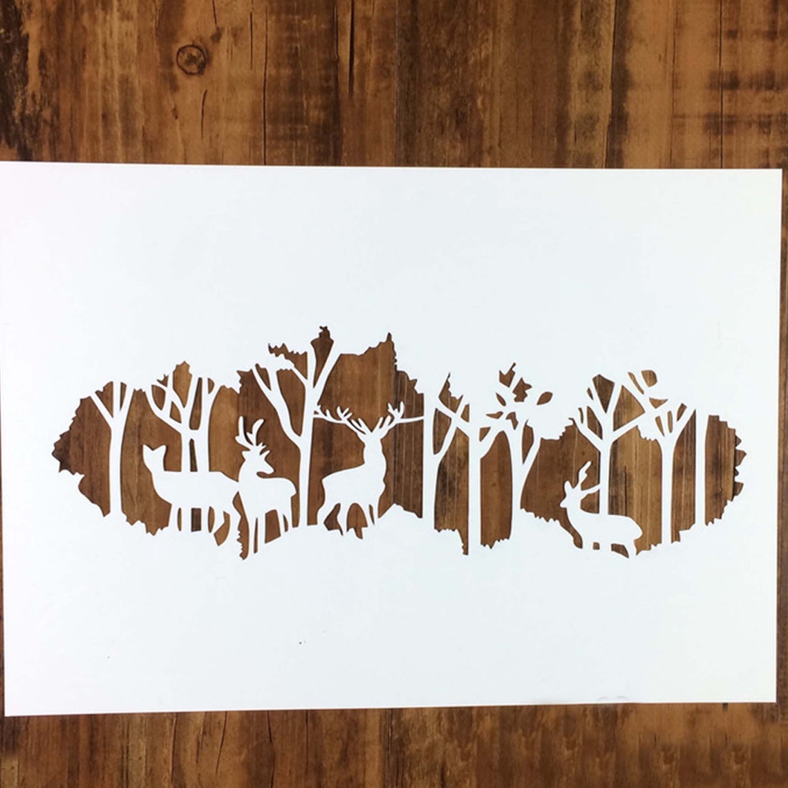 Forest Deer Stencil Landscape Stencil Animal Plant Stencil Etsy