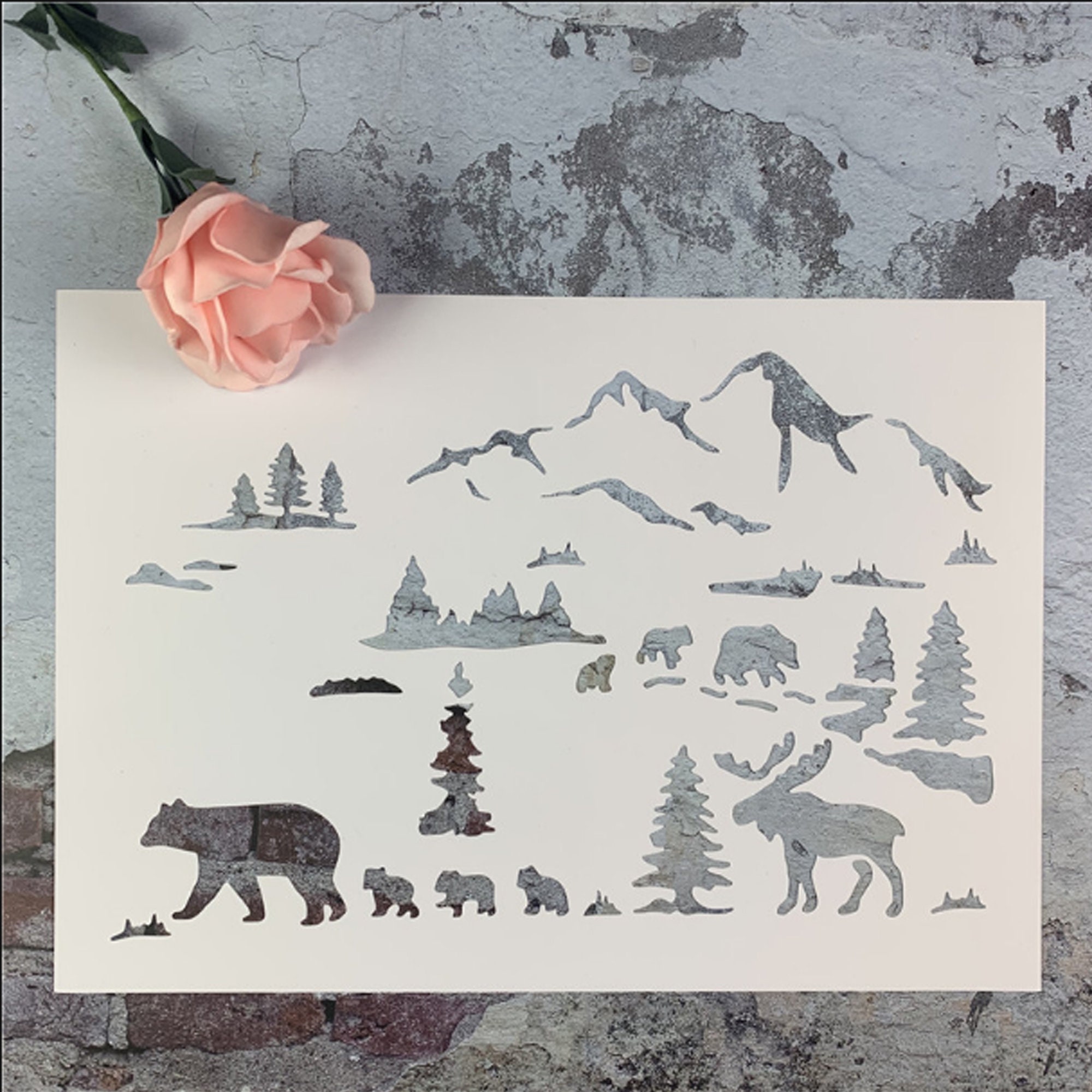 Landscape Stencil Mountain Stencil Animal Stencil Forest Etsy landscape-stencil-mountain-stencil-animal-stencil-forest-etsy