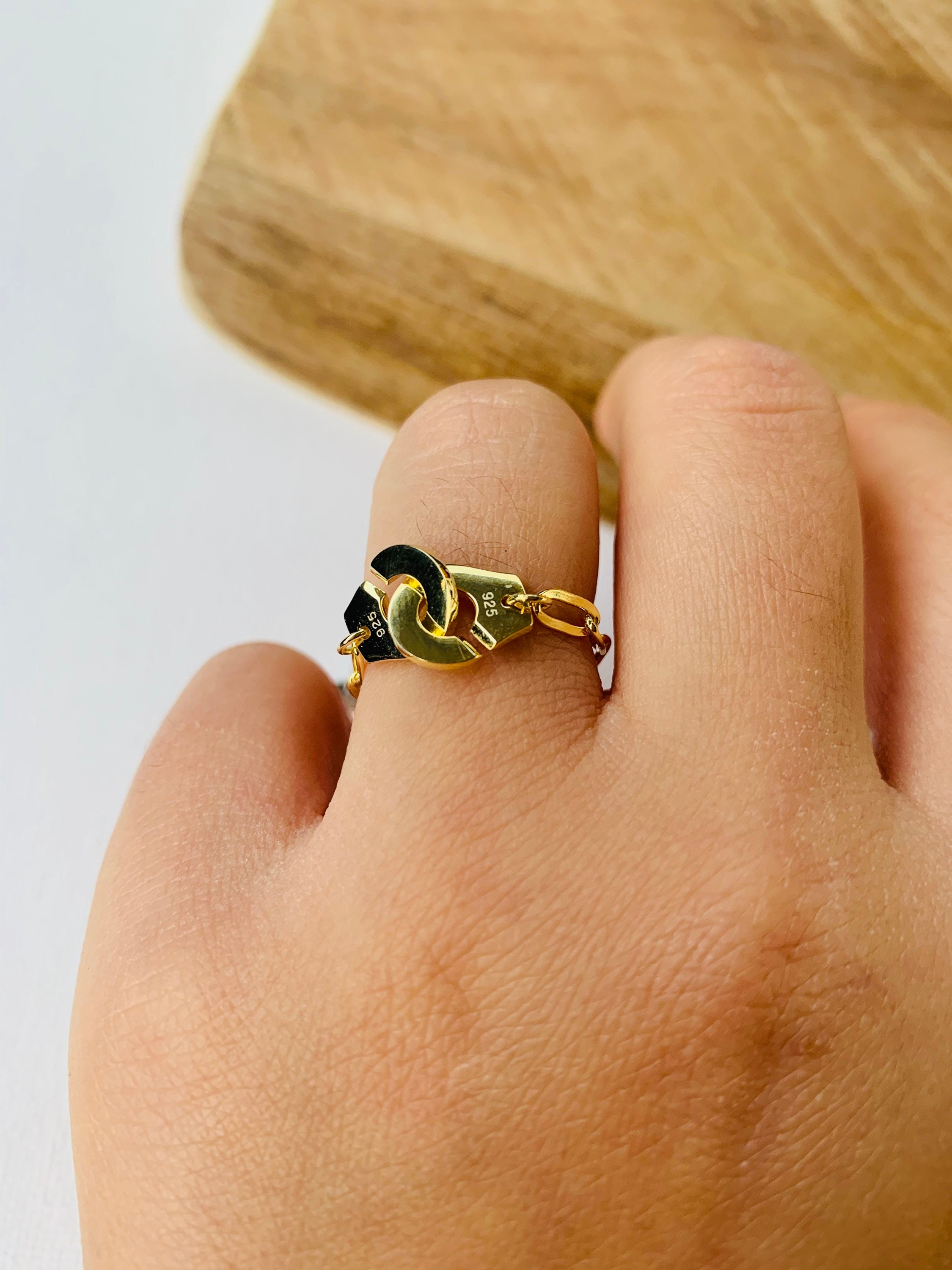 Solid silver handcuff ring handcuffs ring trendy ring Etsy