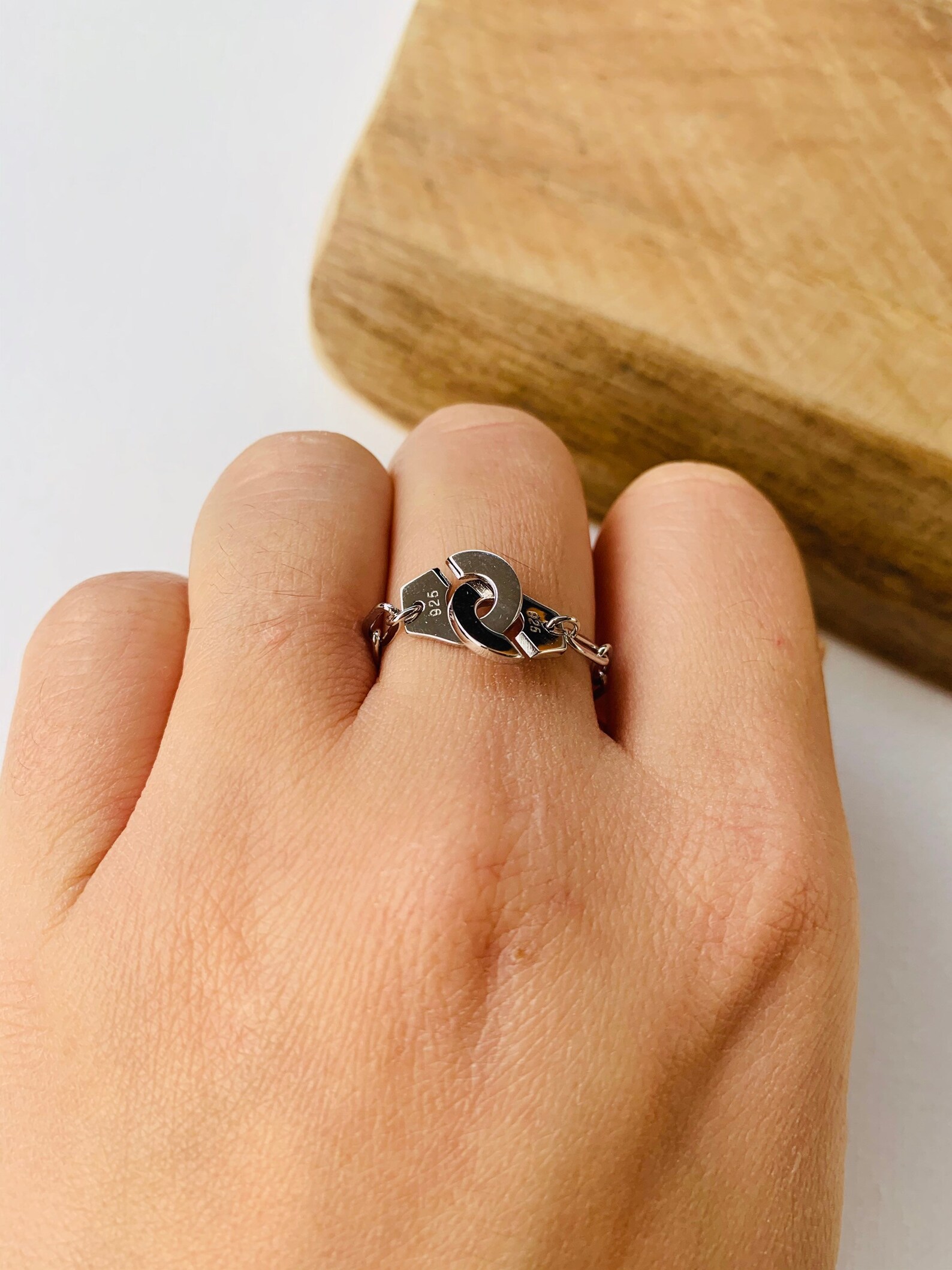 Solid silver handcuff ring handcuffs ring trendy ring Etsy