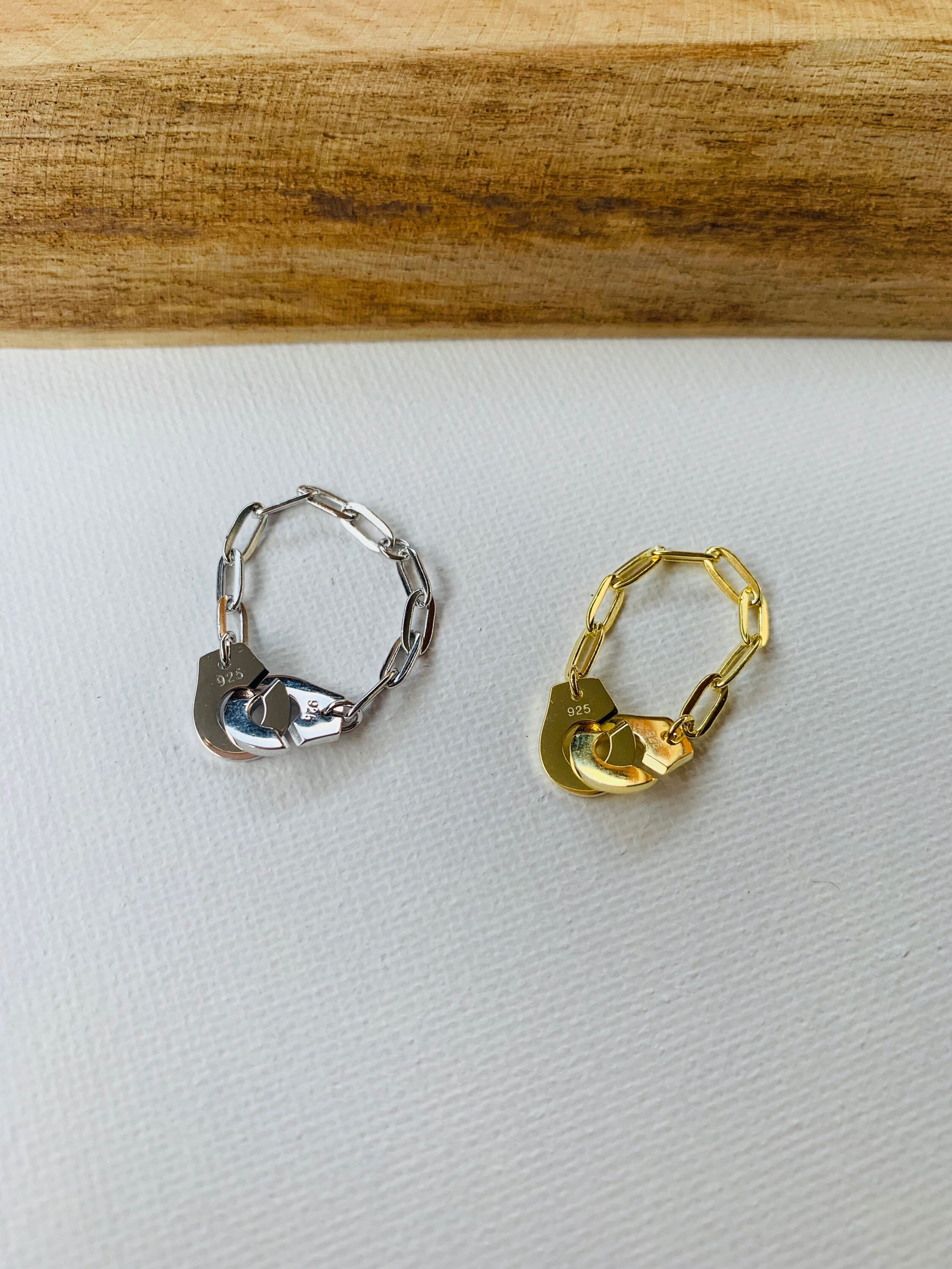 Solid silver handcuff ring handcuffs ring trendy ring Etsy