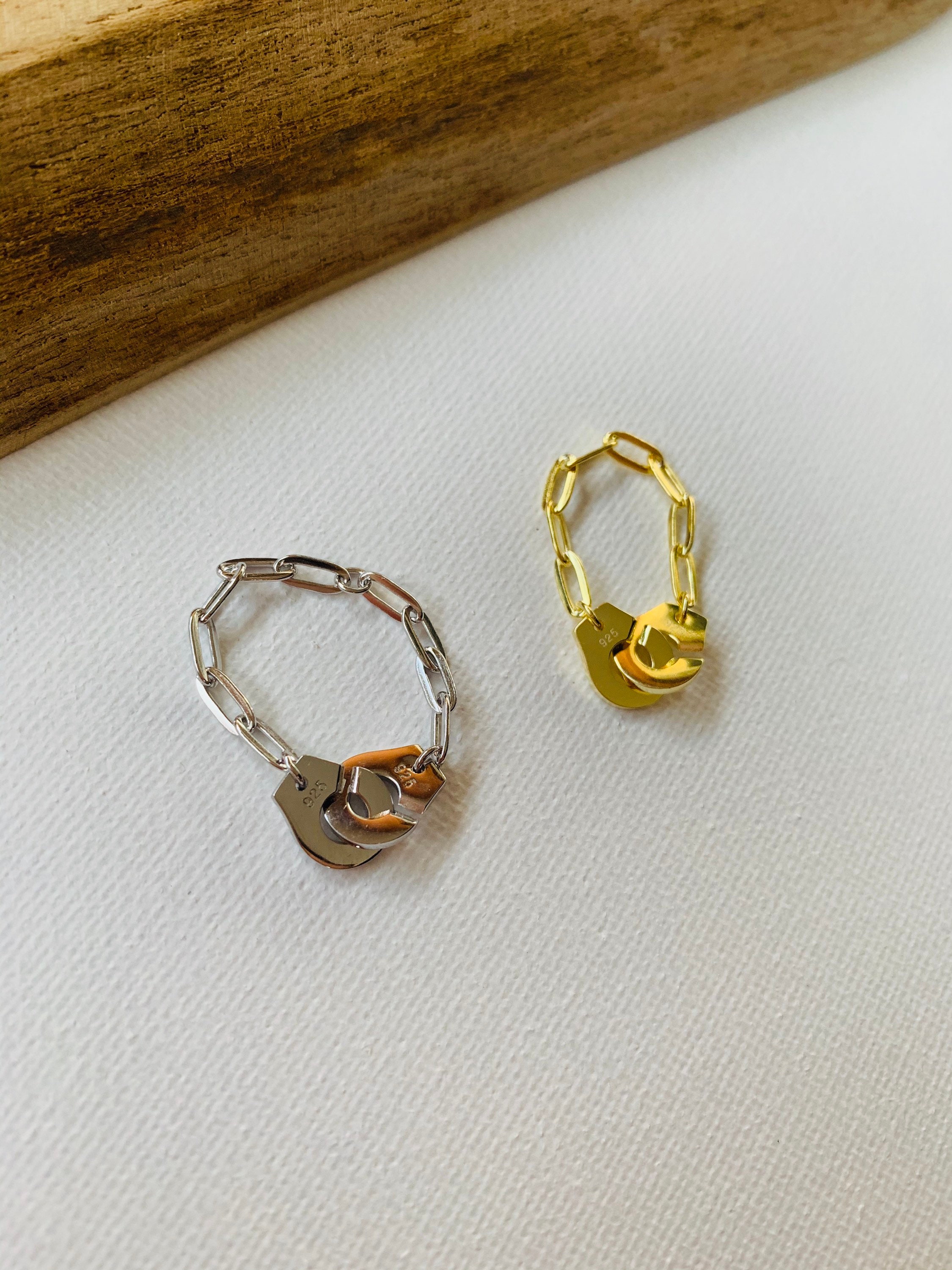 Solid silver handcuff ring handcuffs ring trendy ring Etsy