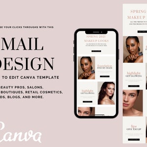 メール テンプレート ビューティー サロン、ラッシュ、ヘア サロン、ファッション ブティック、メール ニュースレター テンプレート、編集可能なメール Canva テンプレート、即時ダウンロード