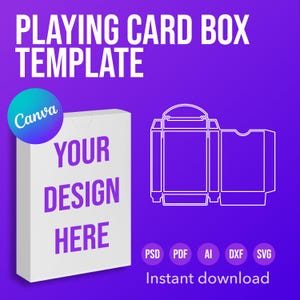 Playing Card Box Template for Trading Card Box Template for Poker Card Box Template, SVG, Canva, DXF, PNG, Psd, Ai, 8.5&quot;x11&quot; sheet