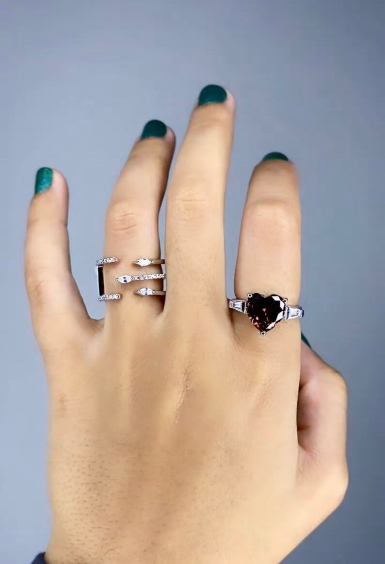 Chocolate CZ Heart Ring Cz Heart Ring 925 Sterling Silver Etsy