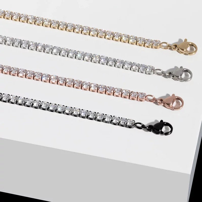 925 Sterling Silver Tennis Bracelet 2MM CZ Diamond 925 Sterling Silver Tennis Bracelet Tennis Chain Bracelet Diamond Chain