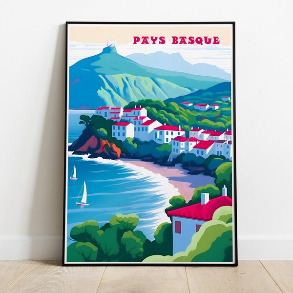 Affiche Pays basque / Poster vintage / Art mural / Deco / Art print / Travel poster