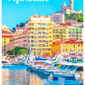 Affiche Marseille, Travel poster Marseille City image 2