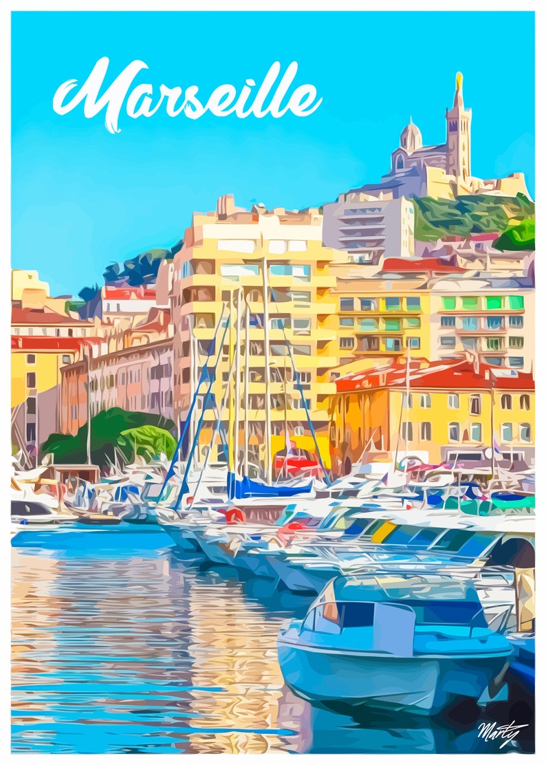 Affiche Marseille, Travel poster Marseille City image 2