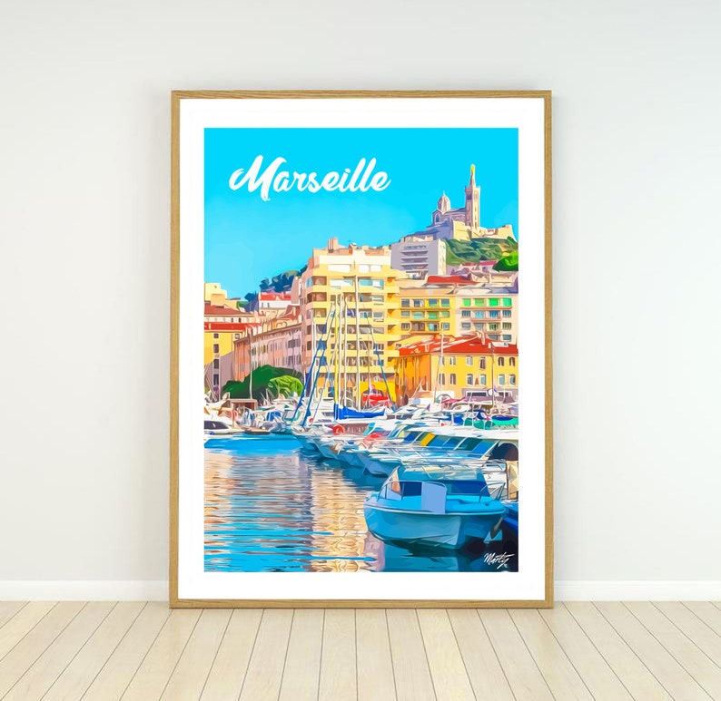 Affiche Marseille, Travel poster Marseille City image 1