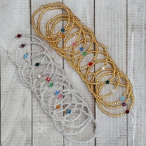 Czech Glass Birthstone Bracelet: Gold TOHO Bead Stacking Jewelry
