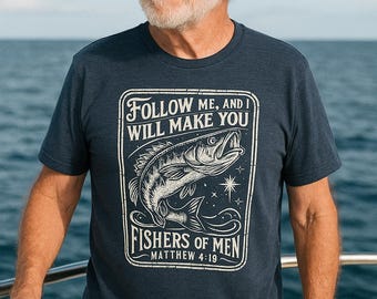 FISHERS OF MEN T-Shirt - Christliches Fischen-Grafik-T-Shirt, Matthäus 4:19