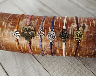 Herbst Blumenfaden Armbänder: Boho Charm, einstellbar Herbst Schmuck