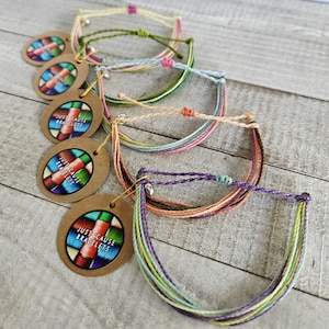 Waterproof Thread Bracelet 2025 SPRING COLLECTION: Adjustable Waxed Polyester with Silver Heart