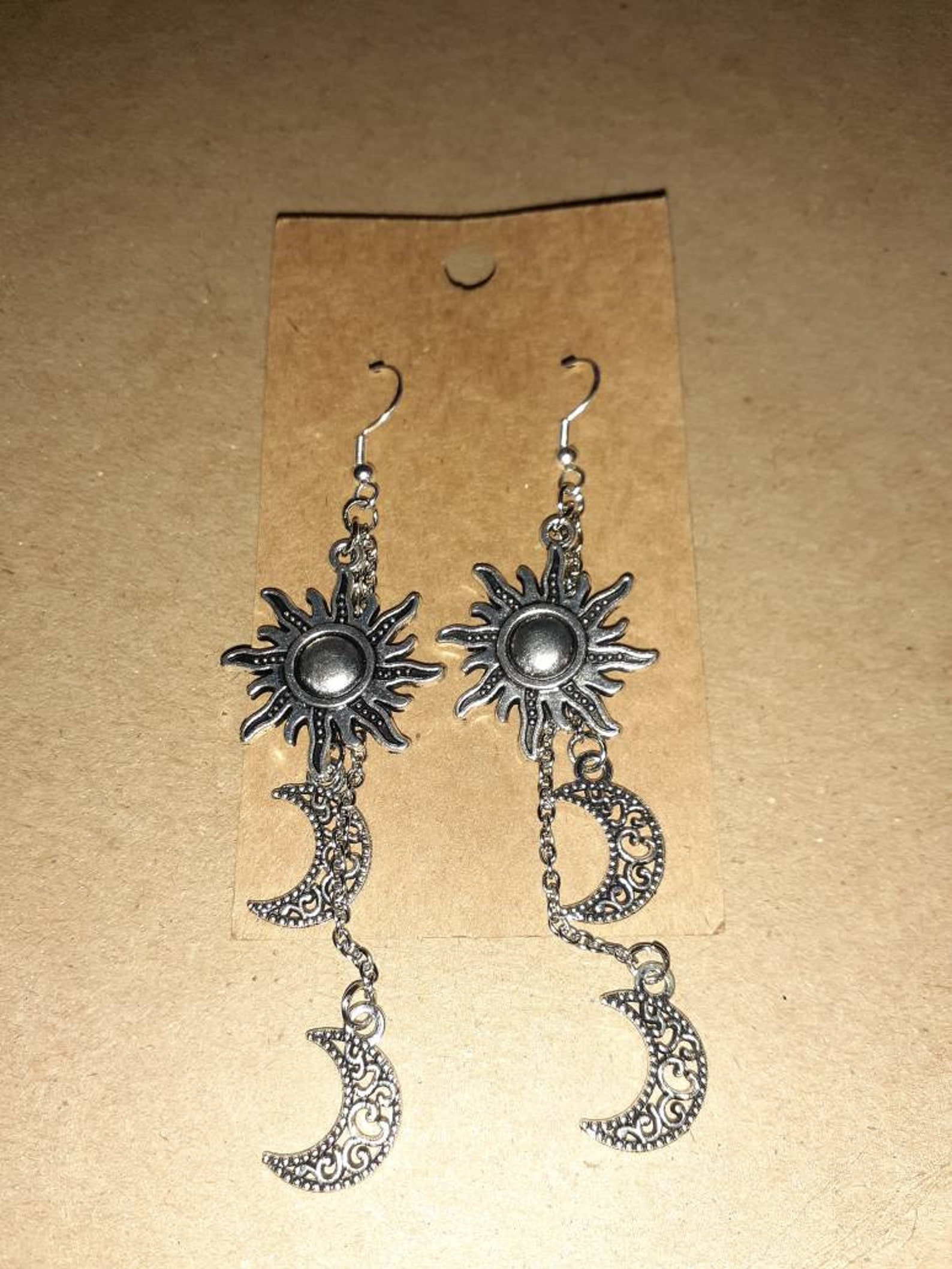 Sun and moon dangle earrings Etsy