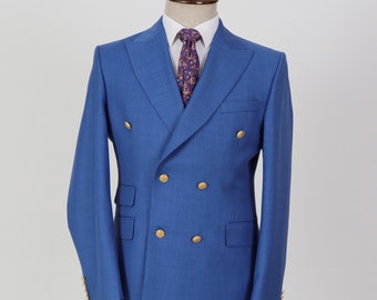 Double Breasted Blue Color Men’s Suit