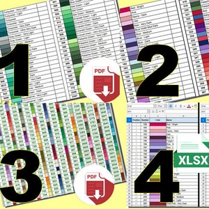Ultieme pakket! DMC Diamond Painting kleurenkaart op kleur en nuance - 4 PDF- en Excel-bestanden - Compleet diamantborduurkleurcodediagram