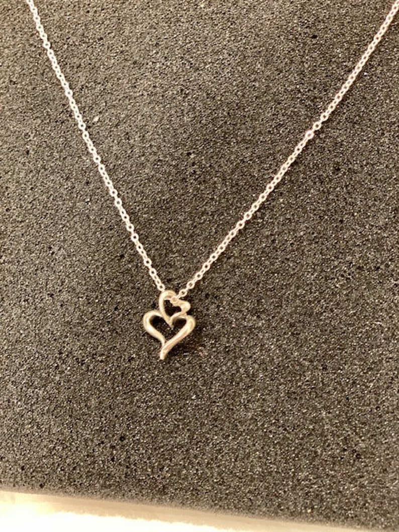 Heart Pendent Sterling Silver 925 necklace Interlocked Heart Valentine/'s Necklace Antique Look One of a Kind Silver Necklace