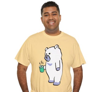 Coffee Bear | UNISEX soft cotton tee | early morning, long day, late night, grumpy hungover, indifferent cartoon character