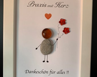 Danke Bilder Arzt Steinbild ,,Praxis mit Herz “ Unikat Handarbeit Bild Dekoration Geschenk personalisierbar Dankeschön