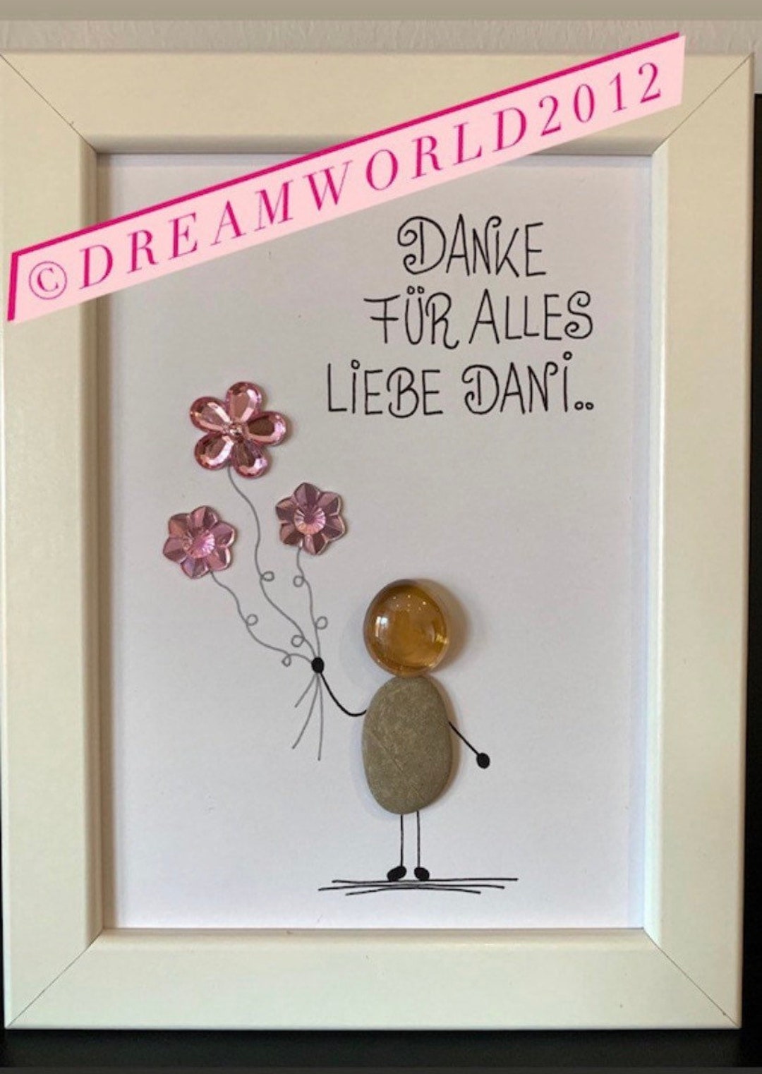 Steinbild ,,Schön, dass es dich gibt Unikat Handarbeit Bild Dekoration