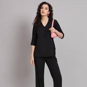Black Pantsuit for Women, 2 Piece Top & Trouser, Plus Size Pant Suit, Wedding Coat Suit, Business Formal