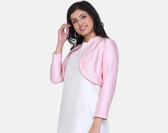 Baby Pink Dupioni Short Jacket