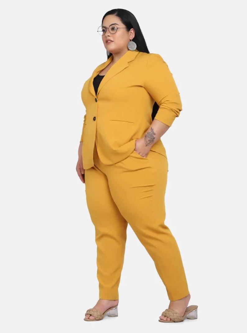 Yellow Pant Suit for Women, Plus Size Pant Suit, Two Piece Suit, Formal