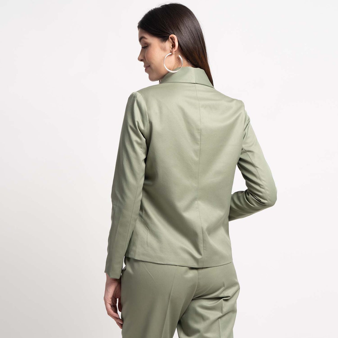 Sage green Poly cotton Pant Suit Green Pant Suit Formal Pant Etsy