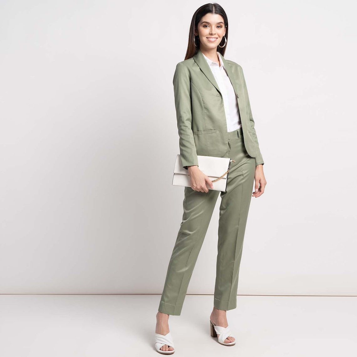 green top matching pant