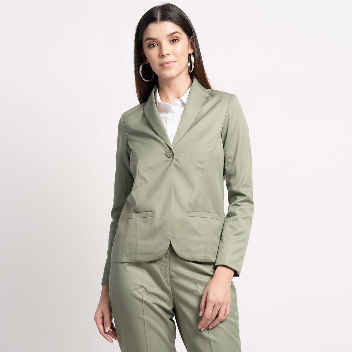 Sage Green Poly Cotton Pant Suit Etsy