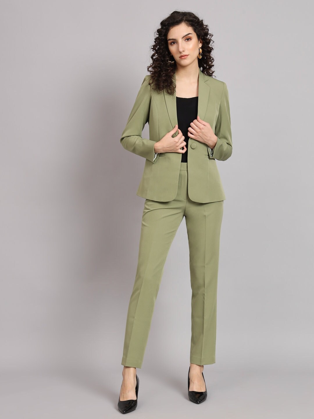 Olive Green Pantsuit for Women, 2 Piece Notchcollar Blazer & Trouser, Plus  Size Pant Suit, Wedding Coat Suit, Business Formal 