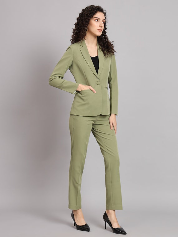 Plus size cheap green suit