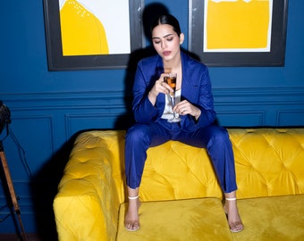 navy blue pants suits