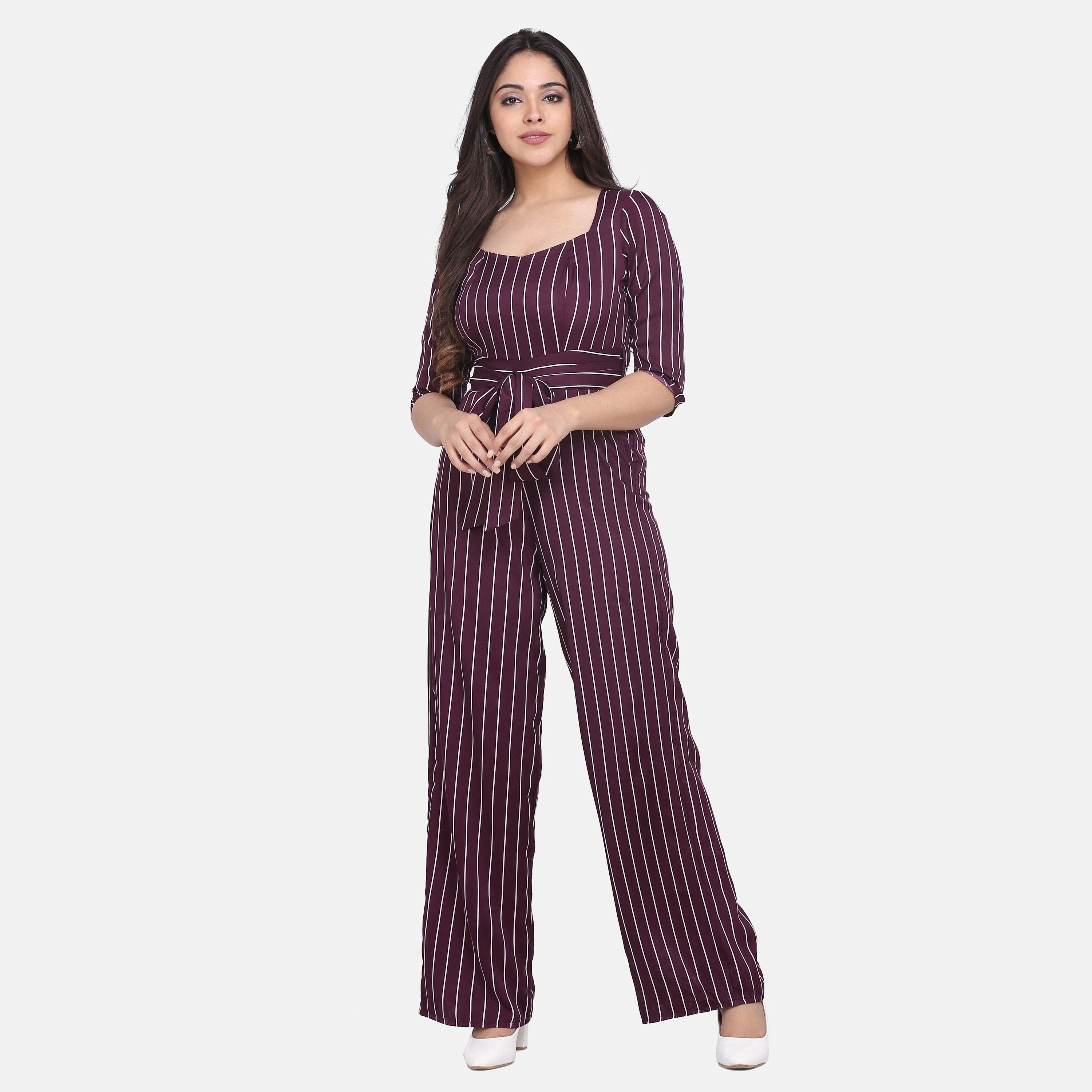 Burgundy Jumpsuit Burgundy Red Pocketed Jumpsuit Burgundy Etsy