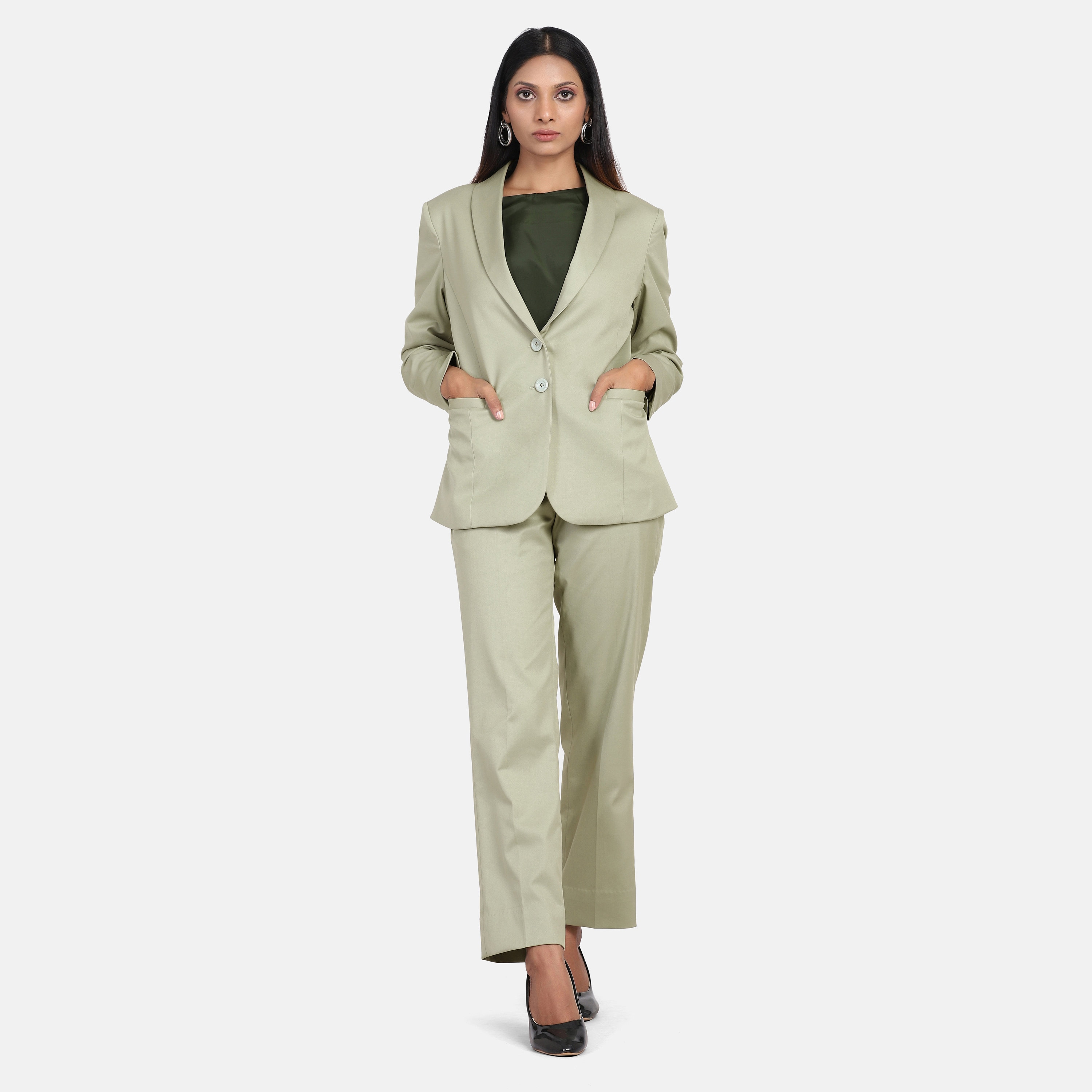 Sage green sale pantsuit