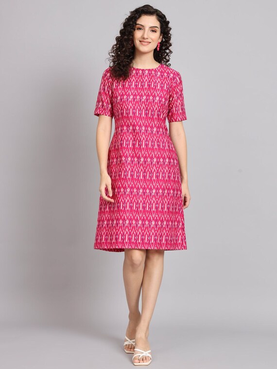 chinese dress ladies Grey & Black Cotton A-Line Dress for Women Stylish Ethnic Casual Wear   Nakh Clothing