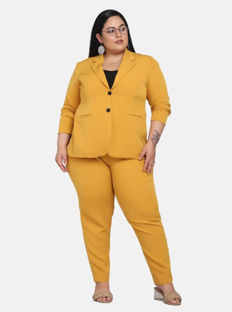 Yellow Pant Suit for Women, Plus Size Pant Suit, Two Piece Suit, Formal