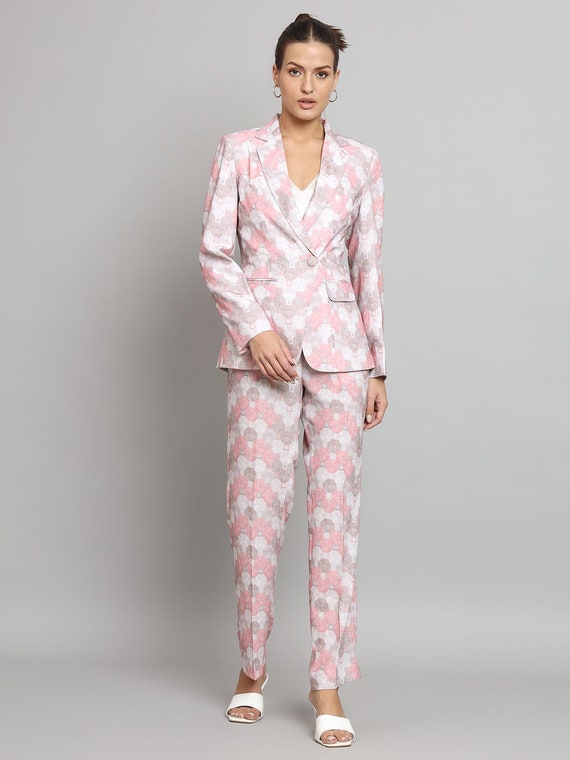 Pink plus size pant suit 2025