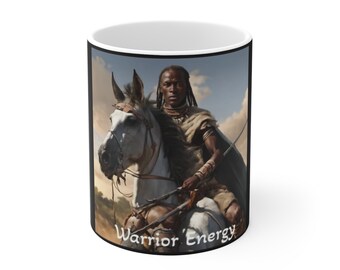 Horse Mug, Black Man On Horse Warrior Mug, American African Coffee Mug, 11 Oz Ceramic Coffee Mug, Warrior Energy Mug