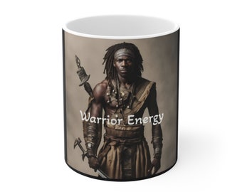 Black History Mug, Warrior with Dreds Coffee Mug, American African Power Mug, Handmade Ceramic Coffee Mug, Black Culture Mug