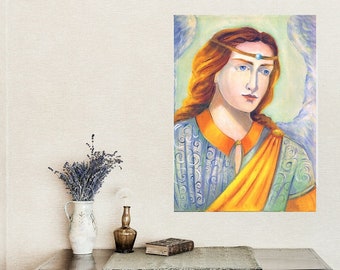 Archanioł Gabriel Malarstwo, Pobieranie Cyfrowe, Archanioł Wall Art Prints, Wydruki Malarskie, Wydruki Cyfrowe, Dekoracja Ścienna