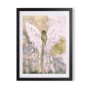 Abstract Guardian Angel Wall Art, Digital Download, Spiritual Art, Angel Watercolor Printable Painting, Digital Prints, Wall Art Decor