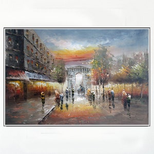 Paris Cityscape Oil Painting, Paris Original Oil Painting, 24&quot;X36&quot;in/60X90cm, High Quality Painting, Wall Art Decor